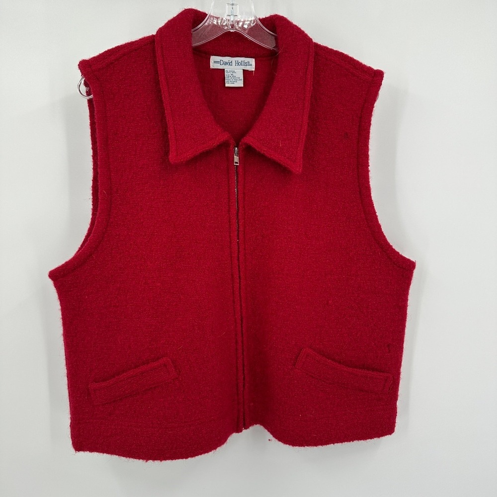 Womens Old Money Wool Vest Size XL Quiet Luxury Red Granola Minimalist Cabin